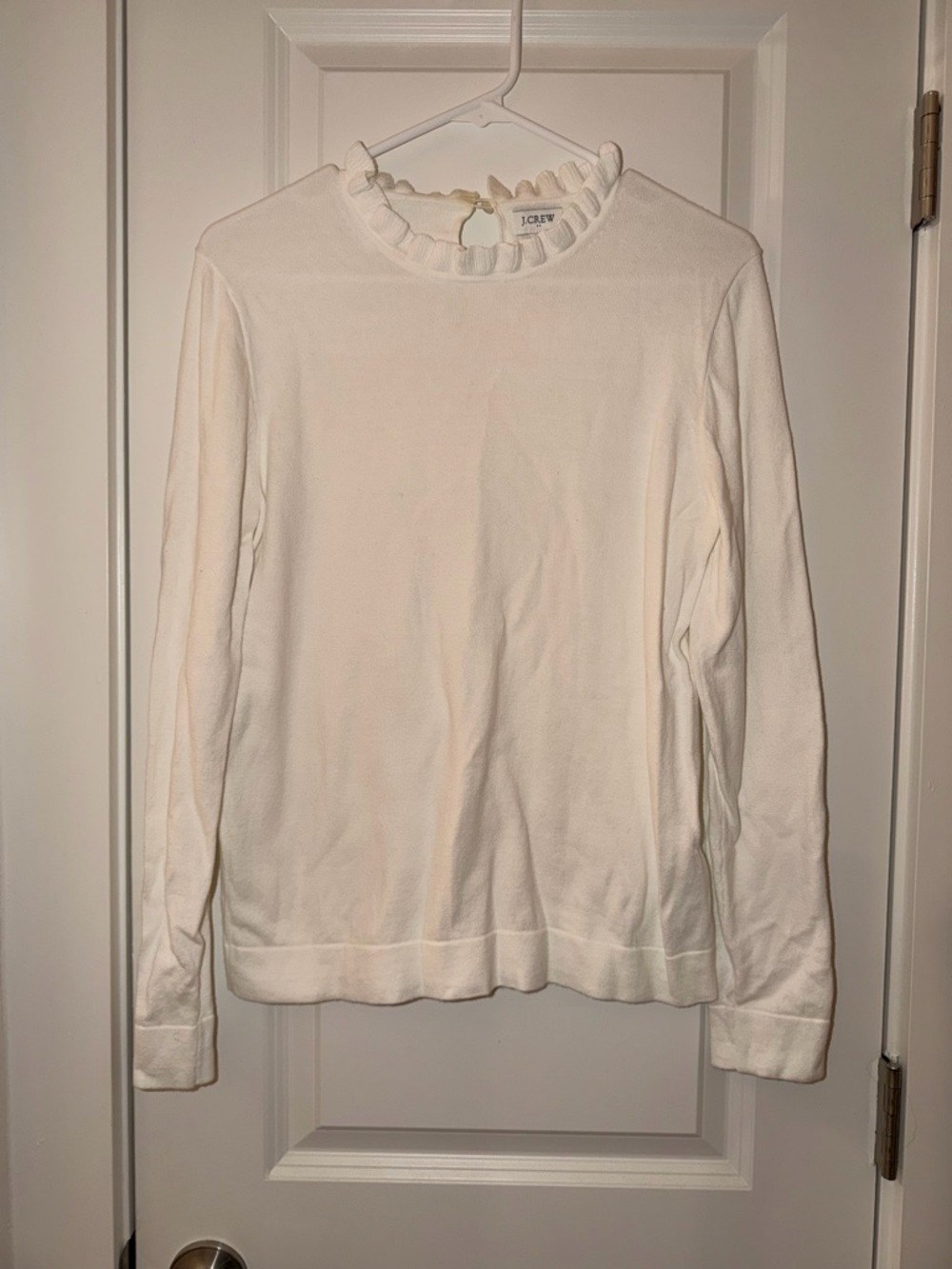 J. Crew Cream Ruffle-Neck Long-Sleeve Sweatshirt